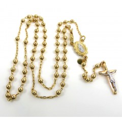 10k Yellow Gold Smooth Bead Womens/kids Rosary Chain 17