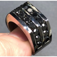 Black Sterling Silver Black Diamond Pinky Ring 7.00ct