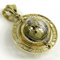 14k Yellow Gold The World Is Yours Spinning Globe Small Pendant 