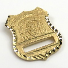14k Yellow Gold Solid Diamond Cut Police Badge 
