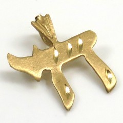 14k Yellow Gold Diamond Cut Solid Mini Chai Pendant