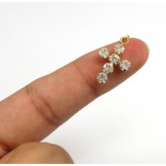 14k Yellow Gold Mini Cz Cross Pendant 1.50ct