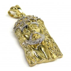 10k Two Tone Gold Large Classic Jesus Face Pendant