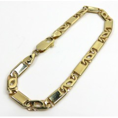 10k Yellow Gold Solid Tiger Eye Bracelet 8.75