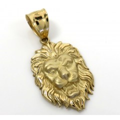 10k Yellow Gold Small Solid Lion Head Pendant