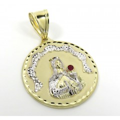 10k Yellow Gold Medium Santa Barbara Red Cz Pendant 0.10ct