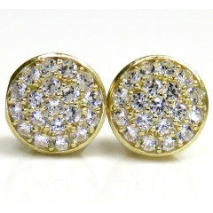 10k Yellow Gold Cz Snow Cap 8.2mm Earrings 1.00ct