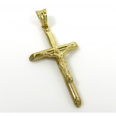 10k Yellow Gold Small Hanging Jesus Tube Cross 