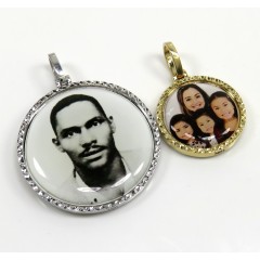 10k Gold Diamond Cut Double Sided Medium Or Large Picture Pendant 