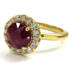 14k Gold Round Diamond & Ruby Halo Semi Mount Ring 1.70ct