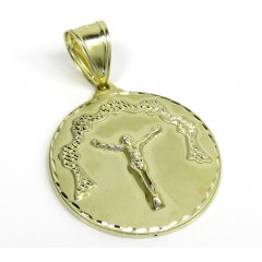 10k Yellow Gold Diamond Cut Medium Hanging Jesus Pendant 