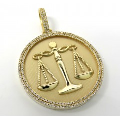 10k Gold Two Row Diamond Libra Scale Pendant 1.50ct