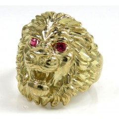 10k Yellow Gold Cz Lion Ring 0.10ct