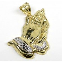 10k Yellow Gold Large Praying Hands Pendant 