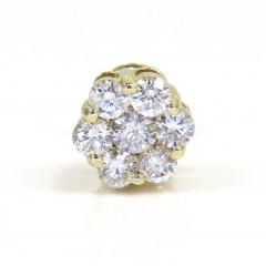 14k Gold 7mm Diamond Single Cluster Earring 0.50ct