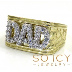 10k Yellow Gold Nugget Cz Dad Ring 1.00ct