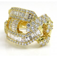 10k Yellow Gold Baguette Diamond Gucci Link Ring 17mm 3.04ct