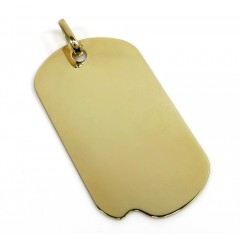 14k Yellow Gold Large Solid Dog Tag Pendant 