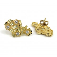 10k Yellow Gold Diamond Cut Medium Cz Nugget Earrings 0.40ct