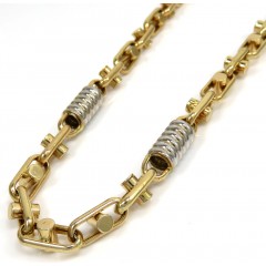 14k Two Tone Gold Fancy Anchor Link Chain 24-26 Inch 6-6.80mm