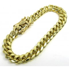 10k Yellow Gold Thick Miami Bracelet 8 Inch 9mm