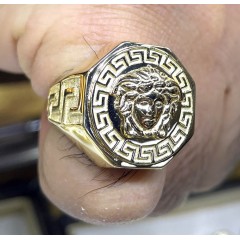 10k Yellow Gold Large Medusa Ring 