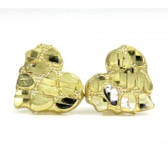 10k Yellow Gold Mini Heart Nugget Earrings 