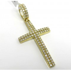 10k Yellow Gold 2x2 Solid Full Cut Diamond Cross 2.47ct