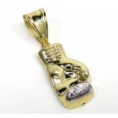 10k Two Tone Gold  Diamond Cut Small Boxing Glove Pendant 