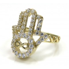 10k Yellow Gold Cz Hamsa Ring 2.20ct