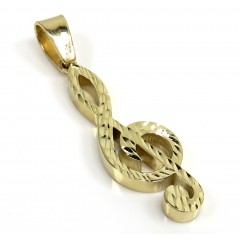 14k Gold Diamond Cut Music Note Pendant 
