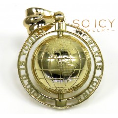 10k Yellow Gold The World Is Yours Spinning Globe Medium Pendant 