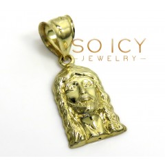 10k Yellow Gold Closed Back Mini Jesus Face Pendant