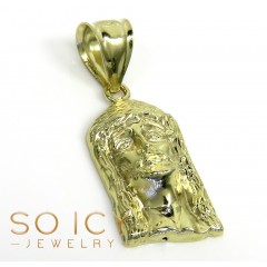 10k Yellow Gold Mini Solid Back Classic Jesus Face Pendant 