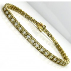 14k Yellow Gold Round 7 Pointer Diamond Illusion Tennis Bracelet 4.40mm 3.50ct