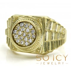 10k Yellow Gold Small Presidential Style Cz Ring 0.50ct