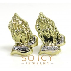 10k Yellow Gold Mini Praying Hand Earrings