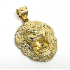 14k Yellow Gold Small 3d Lion Head Pendant