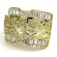 10k Yellow Gold The Last Supper Cz Ring 3.00ct 