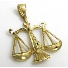 14k Yellow Gold Small Diamond Cut Libra Scale Pendant 