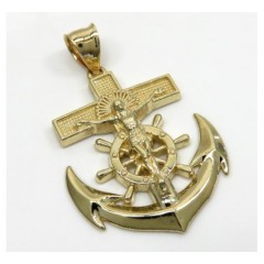 10k Yellow Gold Medium Anchor Jesus Pendant