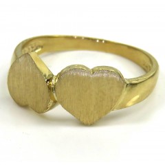 14k Yellow Gold Two Hearts Ring 