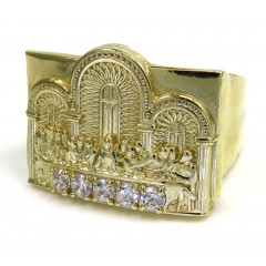 10k Yellow Gold The Last Supper Cz Ring 0.30ct