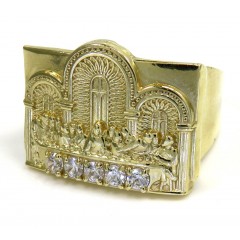 10k Yellow Gold The Last Supper Cz Ring 0.30ct 