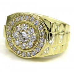 10k Yellow Gold Cz Cluster Presidential Style Double Circle Ring 1.50ct