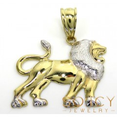10k Two Tone Small Closed Back Lion Pendant 