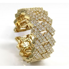 14k Yellow Gold 13mm Diamond Cuban Band 3.00ct