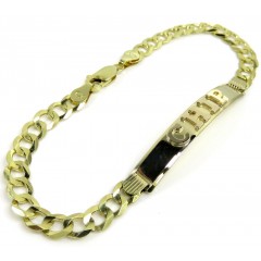 14k Yellow Gold Custom Solid Cuban Id Bracelet 8.25 Inch 5.80mm