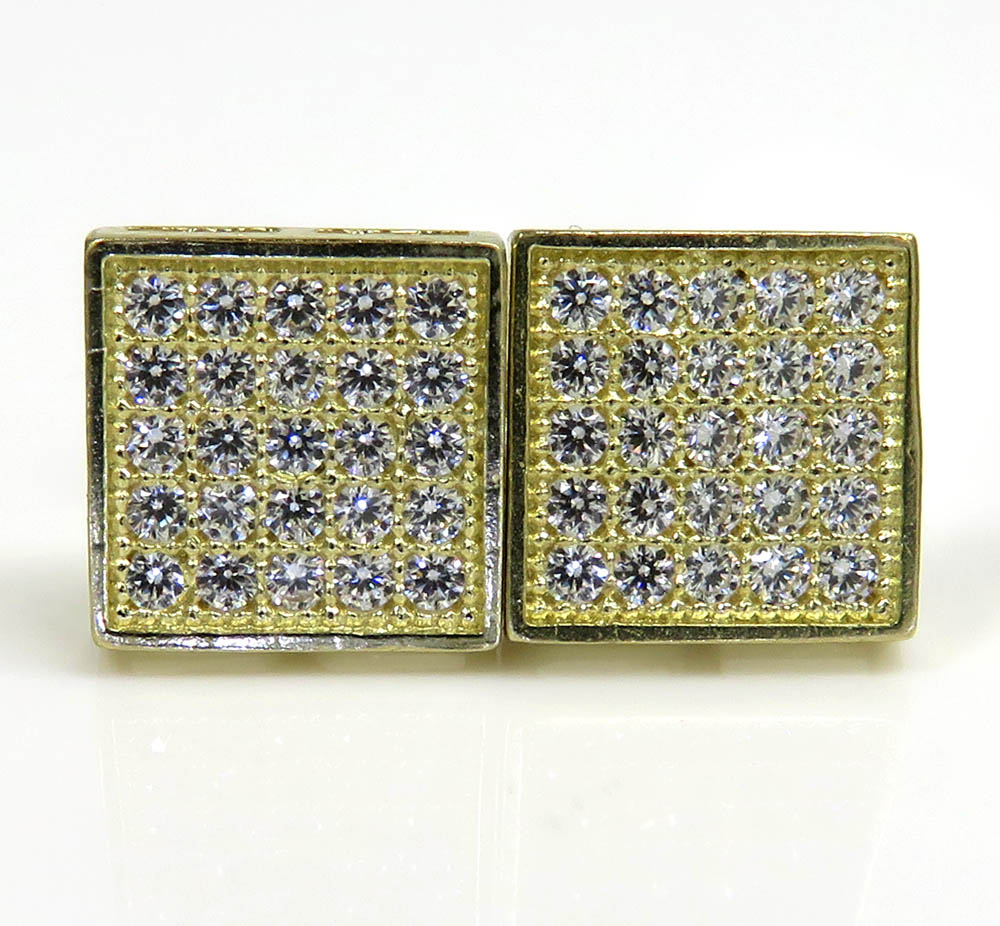 10k yellow gold 5 row cz earrings 0.25ct 