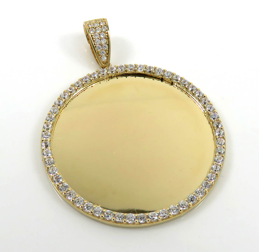 14k yellow gold large cz picture pendant 1.50ct